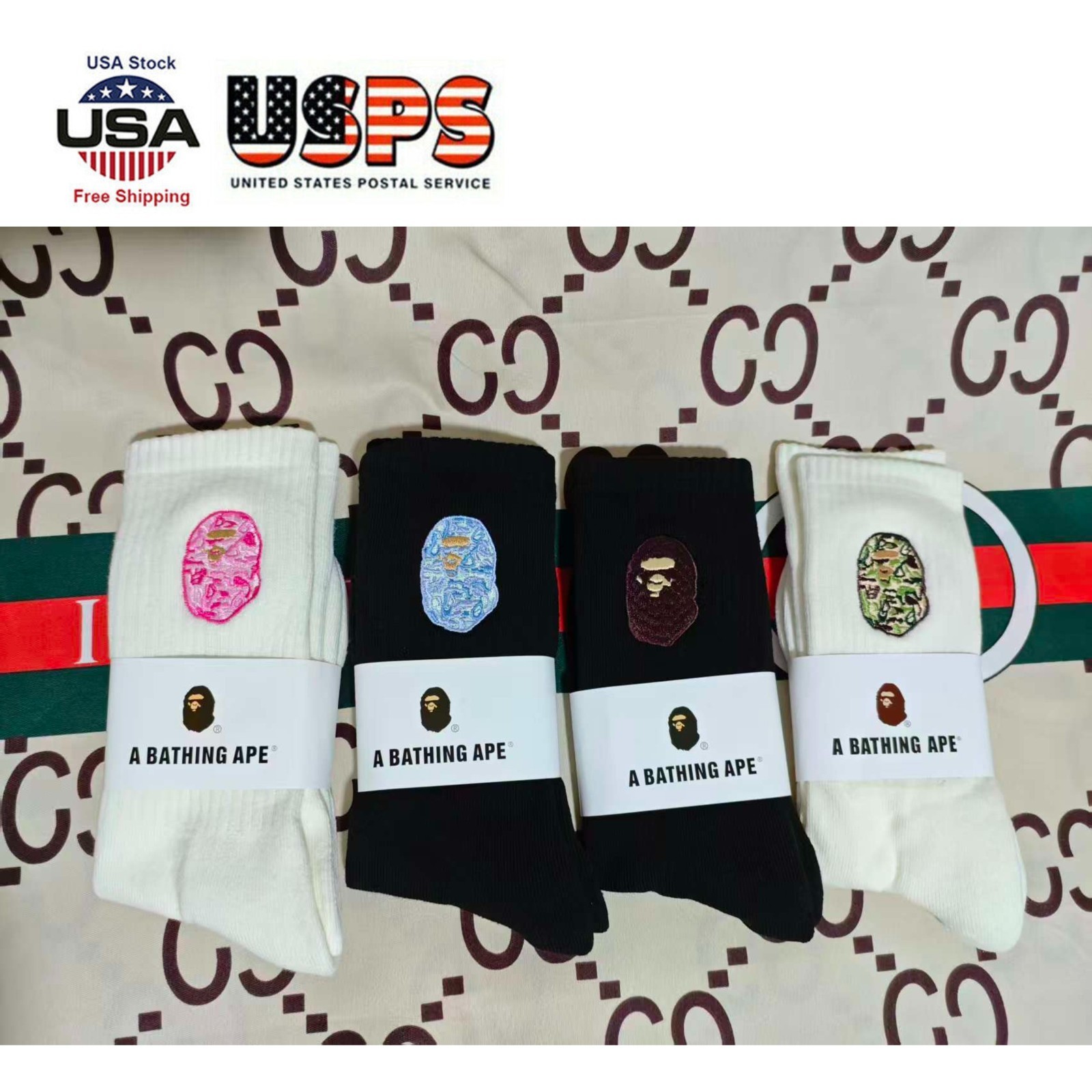 4 PIEZAS Calcetines Bape AUTÉNTICOS
