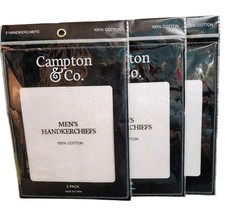 New Campton  Co. Men's Handkerchiefs 3 Pkg. of 2 each White Cotton Squares