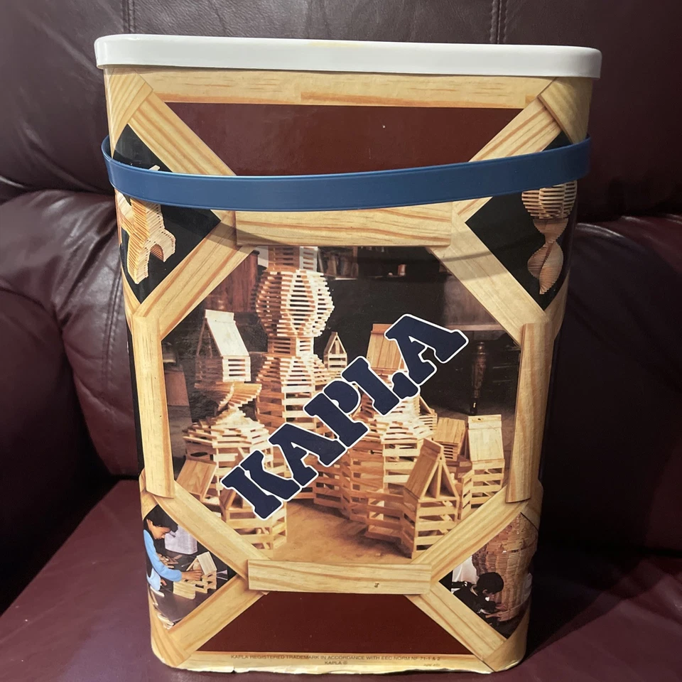 JUEGO DE CONSTRUCCIÓN 200 TABLONES DE MADERA DE PINO KAPLA DE COLECCIÓN + ESTUCHE DE ALMACENAMIENTO - FRANCIA 1988 Foto 3 de 4