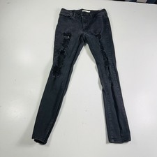 Levi  s 711 Skinny Jeans Black Distressed Stretch Women  s Size 29