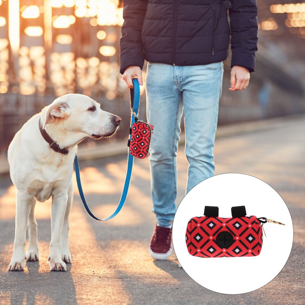 Porta Borsa Cacca Rosso Resistente all'Usura con Fibbia per Cani Accessori Esterno foto 4