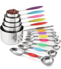 Turewin Measuring Cups and Spoons Set Stainless Steel Colors - Brand New!