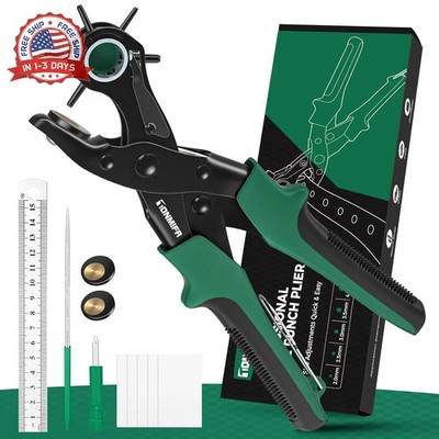 Professional Leather Hole Punch Plier - Tonmifr Heavy Duty 6 Sizes Belt & Watch