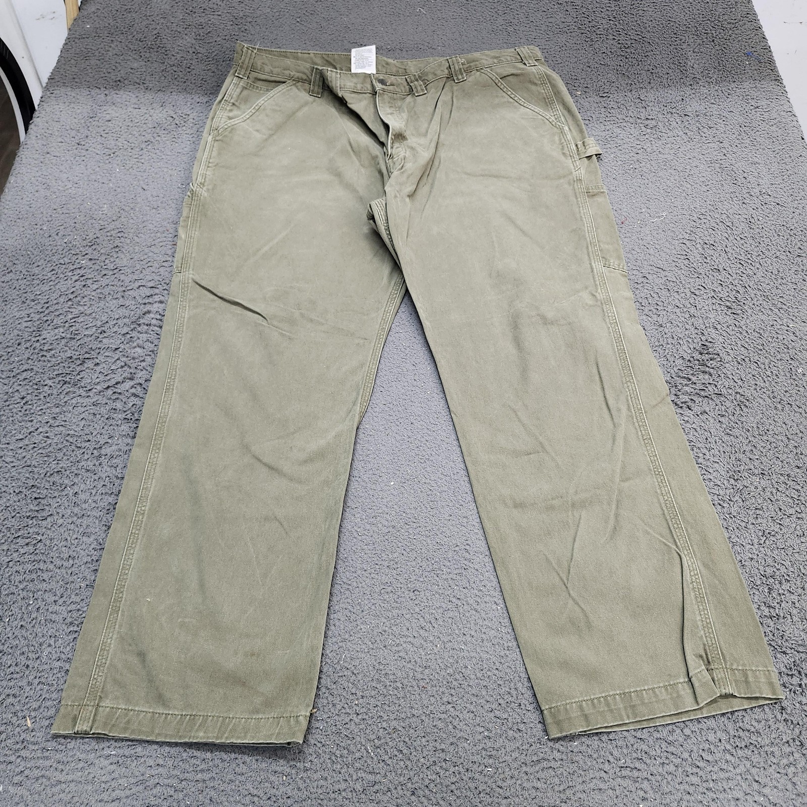 Carhartt B324 Carpenter Pants Mens 44x30 Green Canvas Relaxed Fit Workwear