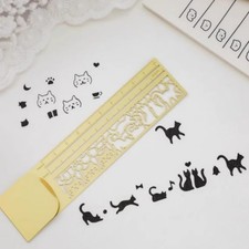 1pc Kawaii Cat Ruler Hollow Metal Bookmark Ruler Ruler For Painting 