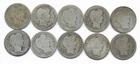 LOT OF 10 DIFFERENT BARBER SILVER DIMES 1900 TO 1916