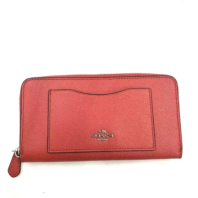 9.09 Live Coach Accordion Crossgrain Leather Zip Around Wallet