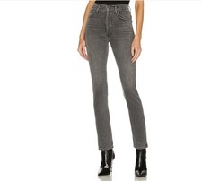 Women  s AGOLDE Riley High Rise Slim Straight Crop Jeans Grey 31 Stretch Denim