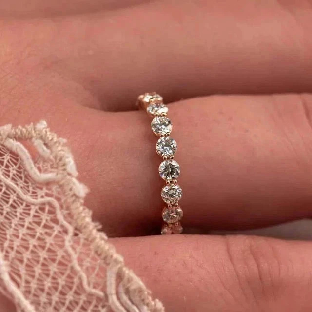 2 Ct Round Lab-Created Diamond Half Eternity Band Ring 14K Yellow Gold Plated