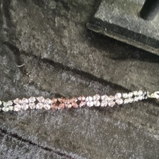 Beaded Bracelet Pink Clear Glass Hexagon 7in ...