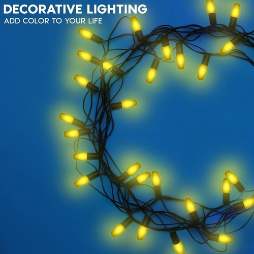 Luxrite 25-Pack C7 LED Yellow Light Bulb for String Lights 0.5W E12 UL Outdoor - Picture 2 of 7