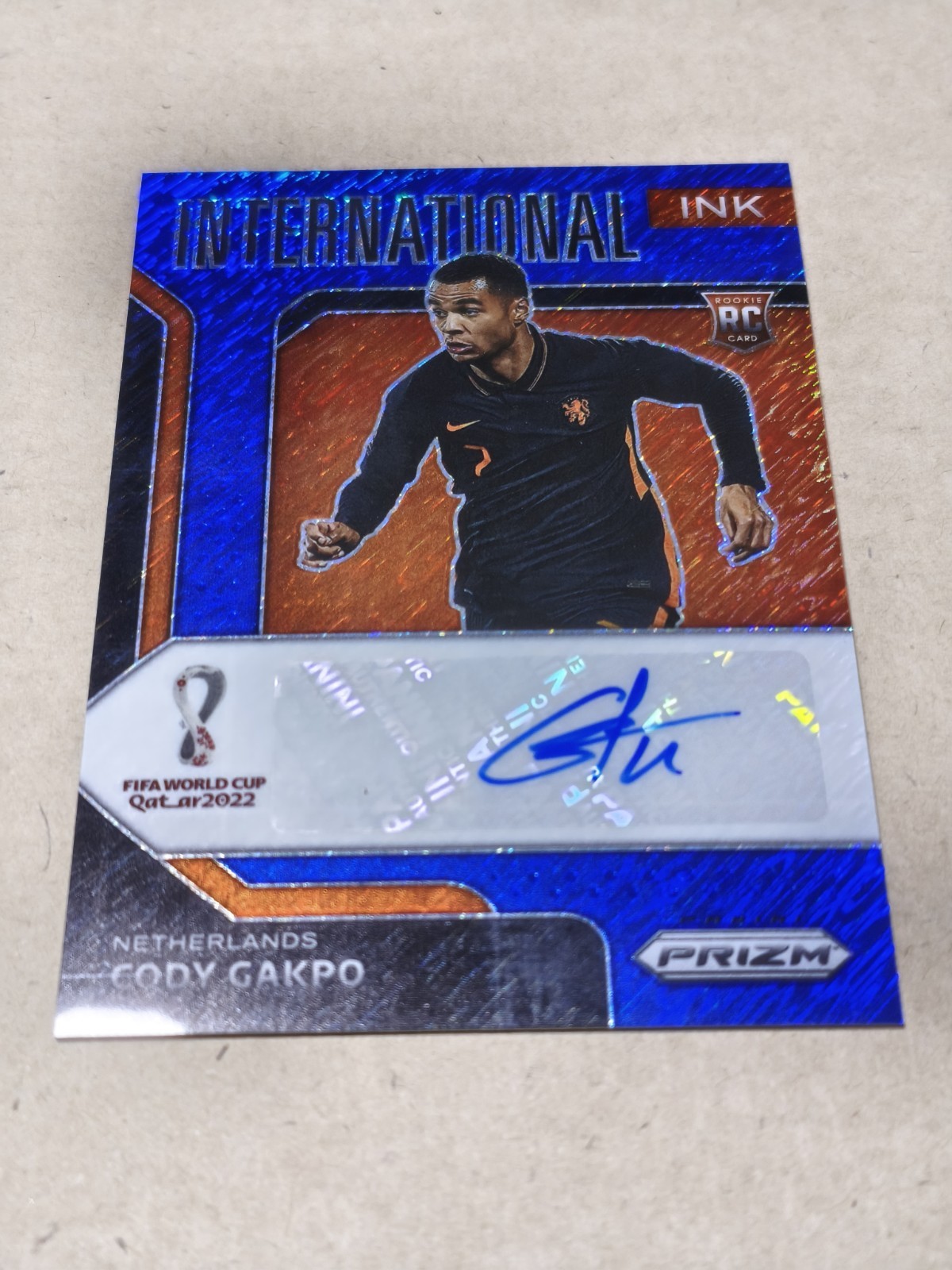 2022 Panini Prizm World Cup Cody Gakpo RC Auto Blue Shimmer #S-CGK Netherlands 