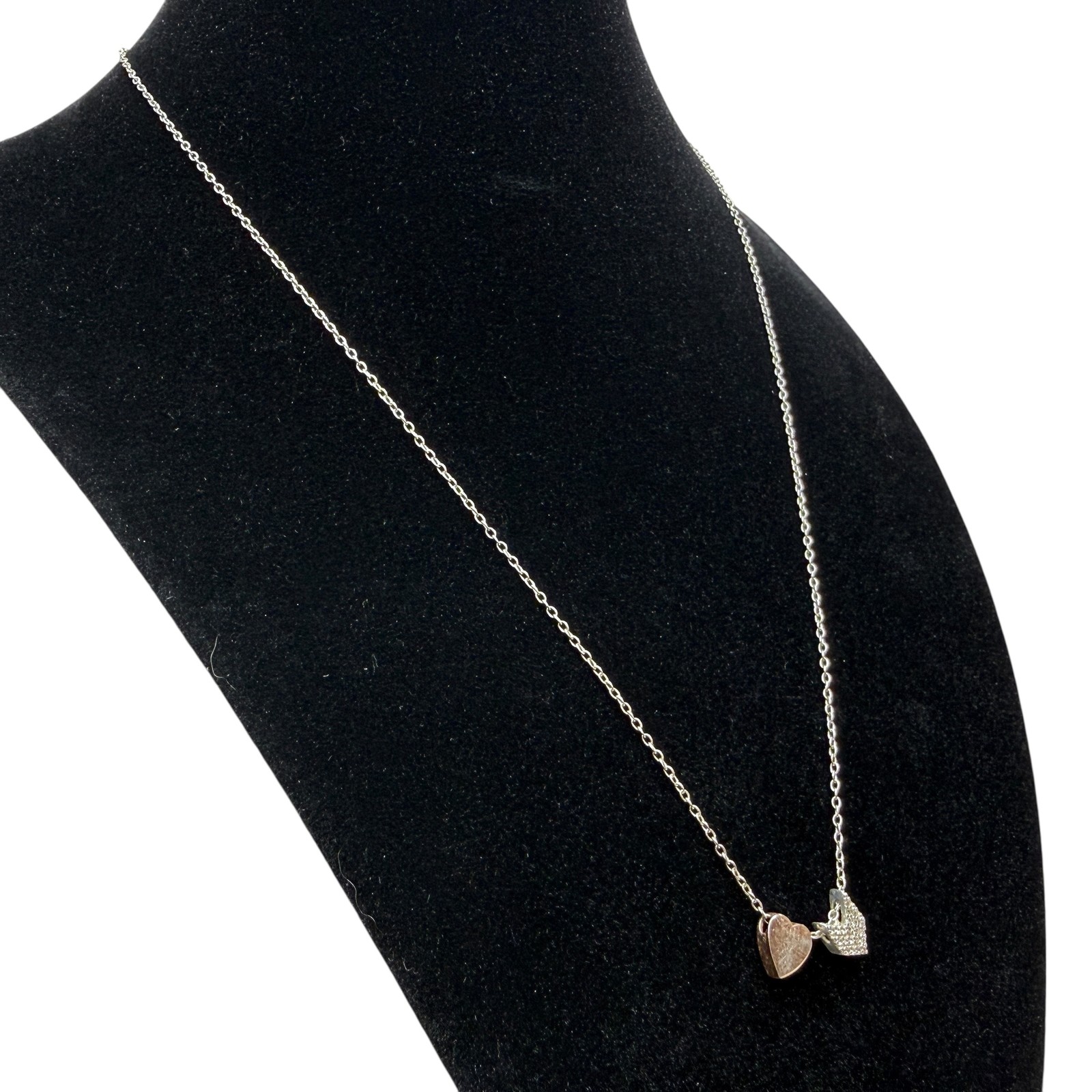 925 Sterling Silver Two Tone Interlocking Heart P… - image 3