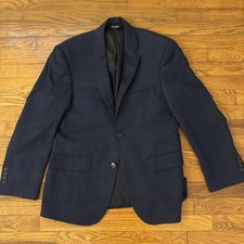 Jos A Bank Suit Jacket Mens 38 R Tailored Fit Navy Two Button Traveler Wool