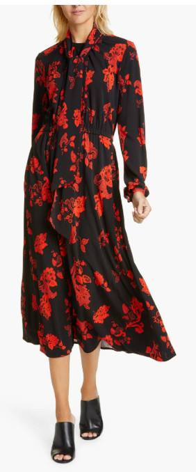 Tory Burch Paisley Bow Neck Long Sleeve Midi Dress Small thumbnail 4