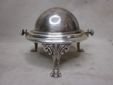 vintage roll dome top claw foot butter dish plate Victorian server Victory ? *