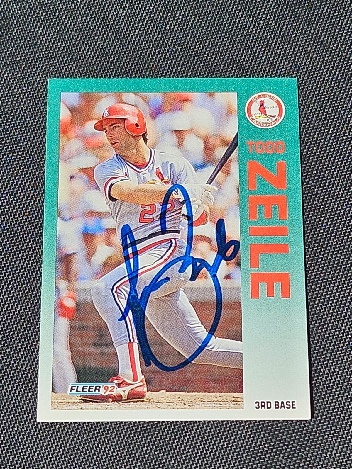 1992 Fleer TODD ZEILE Cardinals In-Person Signed  AUTO