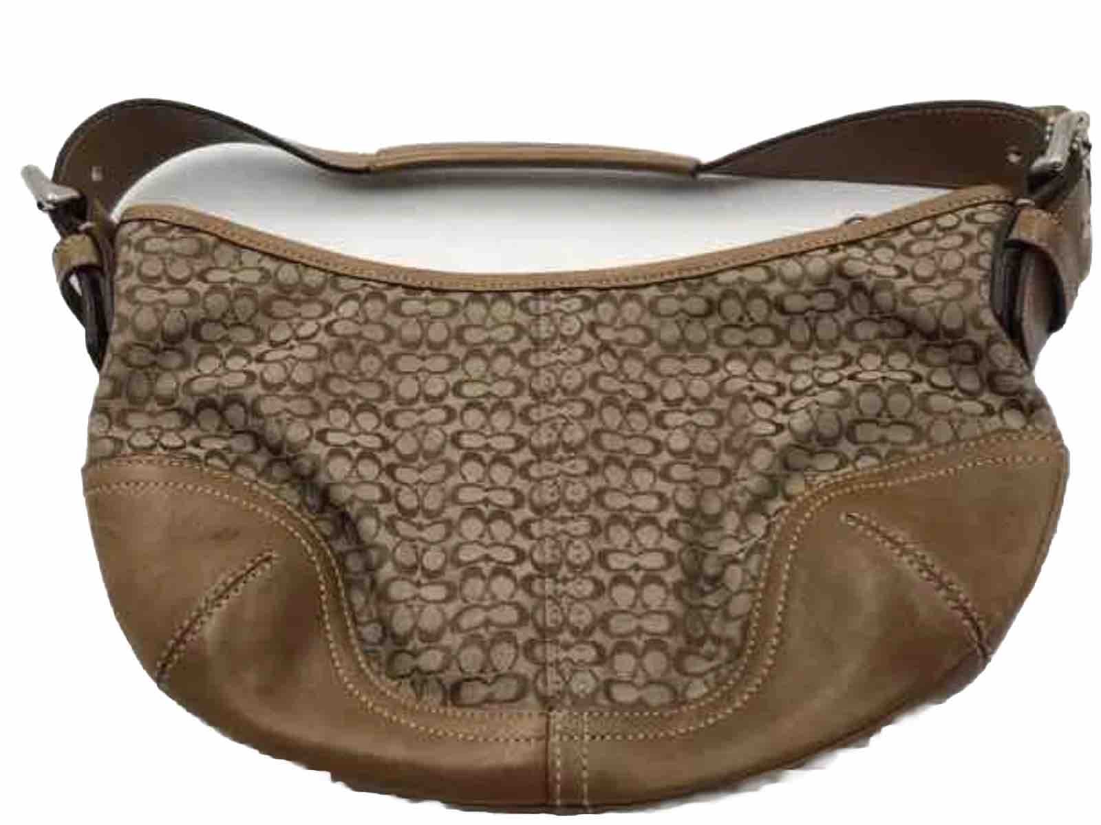 COACH Y2K SOHO Mini Signature Tan Jacquard Hobo Small Shoulder Bag Purse 6351