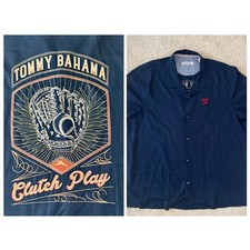 Tommy Bahama Washington Nationals MLB Embroidered Clutch Play Silk Shirt Men XXL