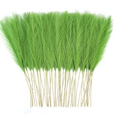 obbsie 50pcs Green Faux Pampas Grass Decor, 21.6" Short Artificial Pompas Gra...