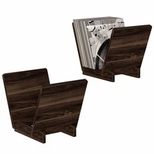 Walnut Wood Vinyl Record Storage Holder 40 LP Album Display Shelf Stand