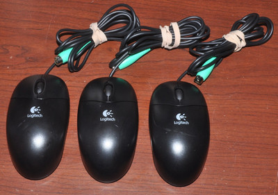 Lot: 3 Logitech M-SBF96 3 Button PS/2 Optical Mouse Black 400dpi