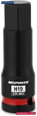 MIXPOWER 1/2'' Drive 19mm Hex Impact Bit Socket, Allen Bit Socket, CR-MO Steel, M