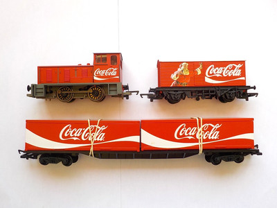 Hornby Noel Diesellok Gedeckter Wagen und Coca Cola Container funktionsfähig
