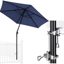 Yescom 7.5Ft Deck Railing Umbrella Kit with 2Pack Side Mount Drill-free Clamp