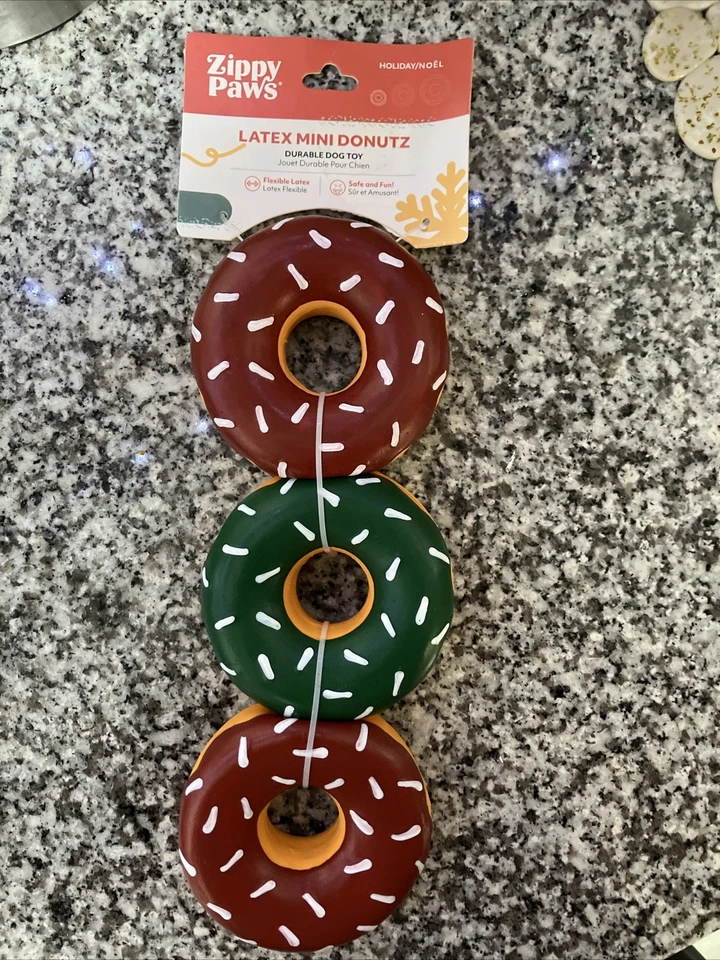 Get One 3 Pack Donuts Any Size Dog Toy Plush Chew, Squeaky, Tough, Durable - Image 2 of 4