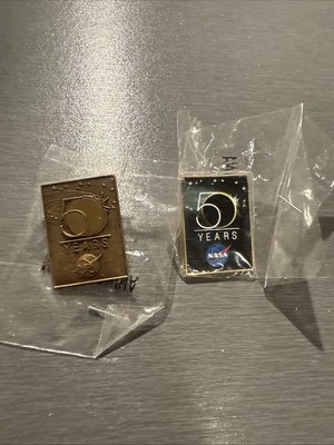 NASA Winco PIN pair '08 vtg 50 YEARS! Anniversary OFFICIAL EDITION vector logo