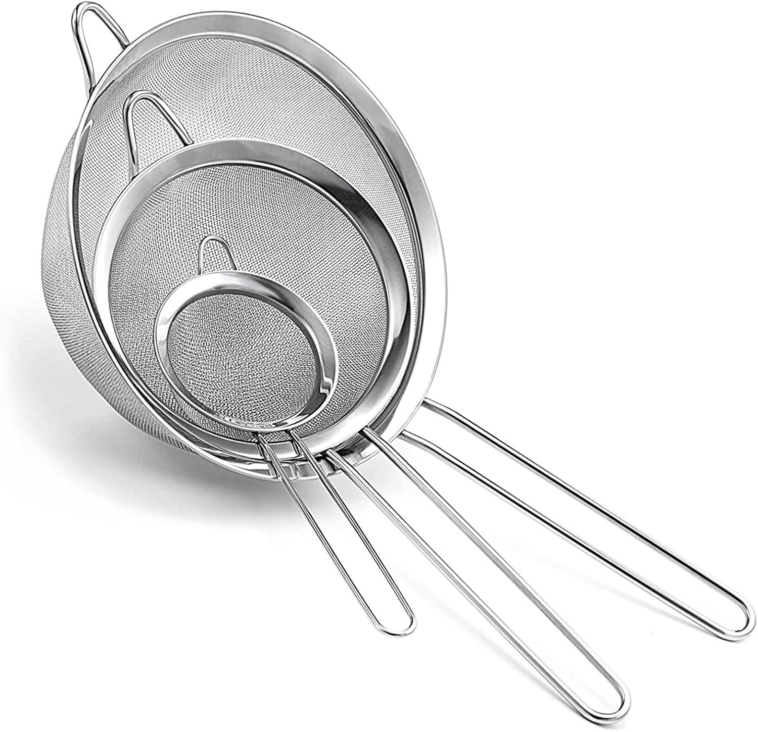 Sieve/Strainer (Pack of 3) 8cm 12cm & 18cm Marine Grade Stainless Steel Finest