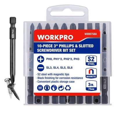 WORKPRO 10pcs Slotted Phillips Screwdriver Phillips&Slotted, Phillips&slotted 