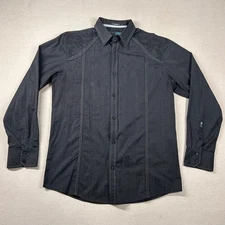 Roar Shirt Mens XL Embroidered Jacquard Classic Western Button Black Stitched