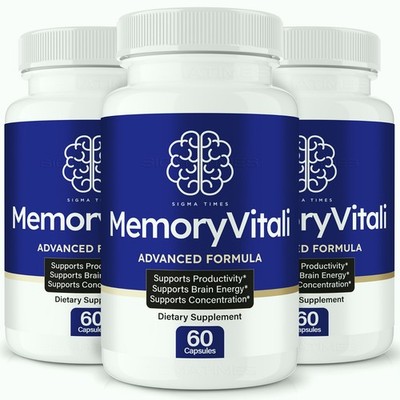MemoryVitali Capsules, Daily Brain & Memory Support Supplement - 3 Pack
