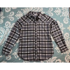 Columbia Vapor Ridge III Men's Gray Plaid Button Down Flannel Shirt Size Med