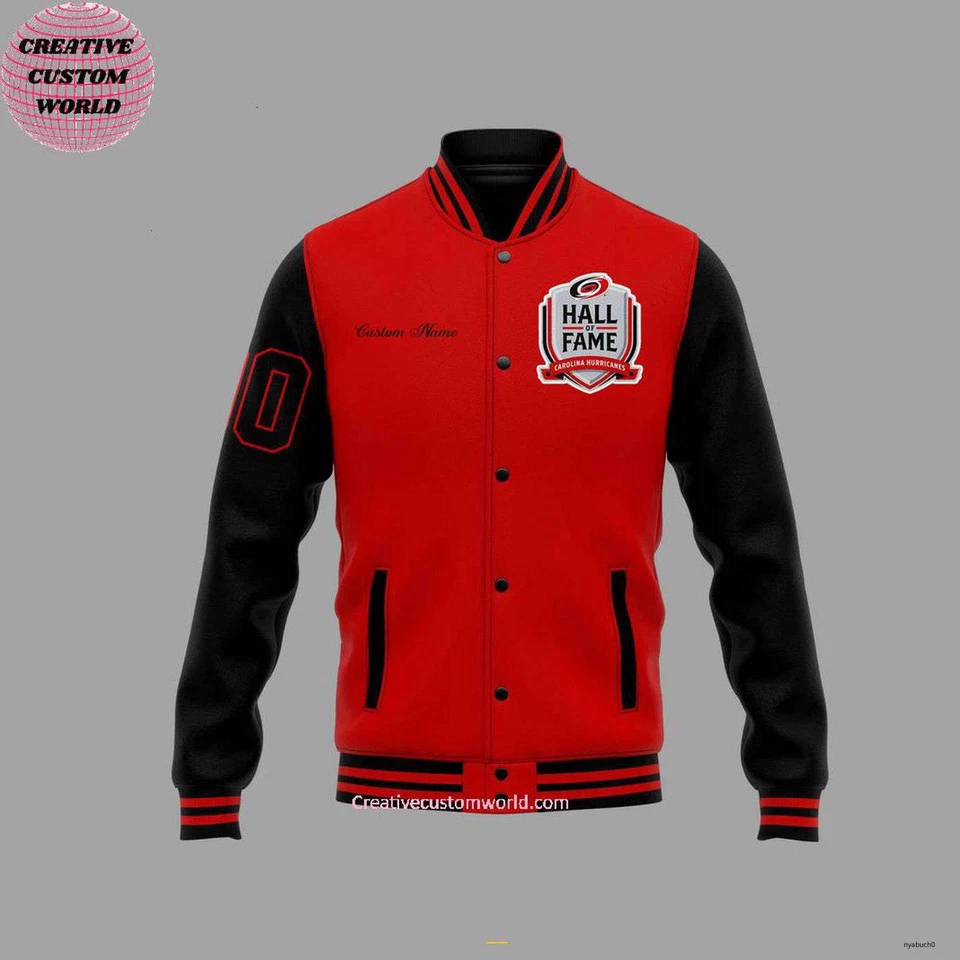 Carolina Hurricanes Hall Of Fame For Fans Custom Name And Number Baseball Jacket - Image 2 of 4
