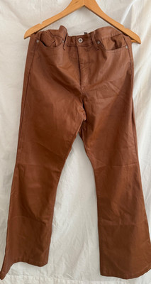 Sofia Vergara Women s Jeans Sz 12 Melisa High Rise Flare Faux Brown Leather