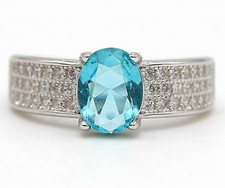 2CT Aquamarine  Topaz 925 Solid Sterling Silver Ring Sz 8 UB1-2