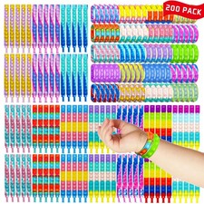 200PCS Pop Fidget Bracelets, Popper Bracelet Pack, Durable and Adjustable, Mu...