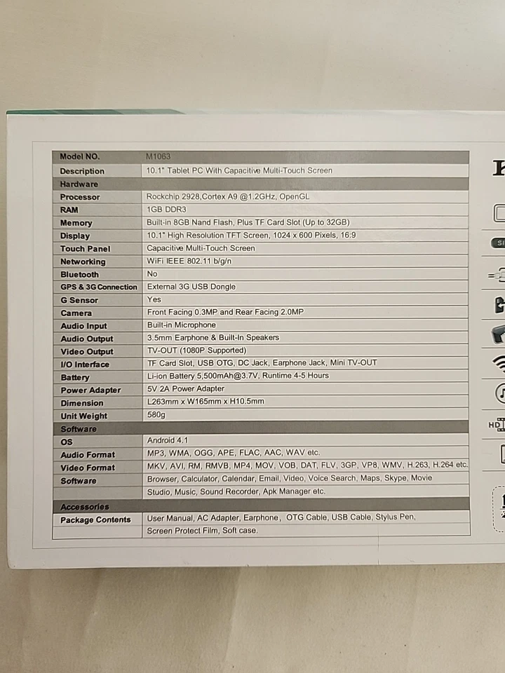 Kocaso M1063 Tablet 10.1in - Black New 1 GB DDR3  Camera Bundled W/ Red Case - Image 3 of 4