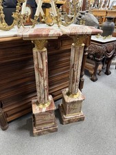 Pair of Marble Neoclassical Columns Rouge Maroon Plant Stands Jardinières French