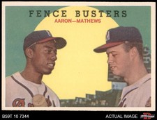 1959 Topps #212 Hank Aaron / Eddie Mathews Fence Busters Braves HOF 7.5 - NM+