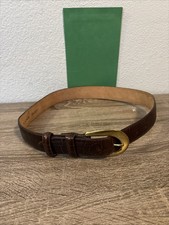 Brighton 41409 Genuine Brown Leather Croc Embossed Large Belt Solid Brass Buckle