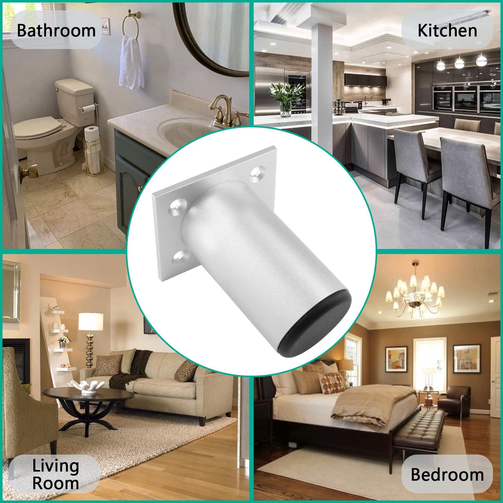 Bonsicoky 4 Pcs 3" Height Furniture Cabinet Legs, Aluminum Alloy Adjustable R...