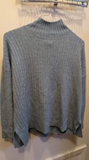 Womens Loft Blue Ribbed Sweater Mock Neck Long Sleeve Acrylic Polyester Size xxs