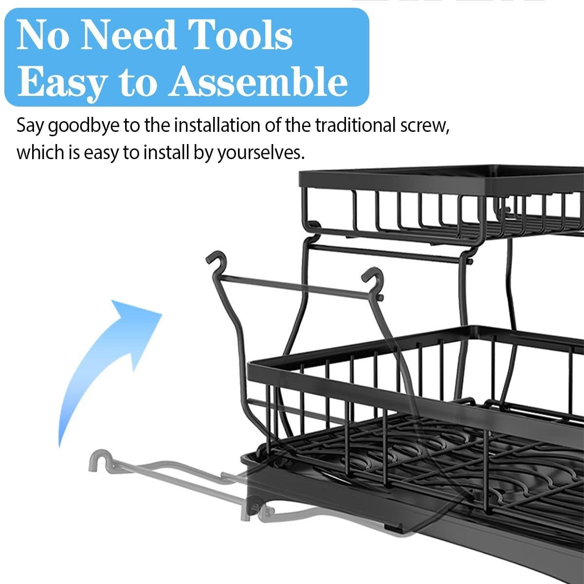 Over Sink Dish Drying Rack 2-Tier Stainless Steel Kitchen Shelf Cutlery Drainer