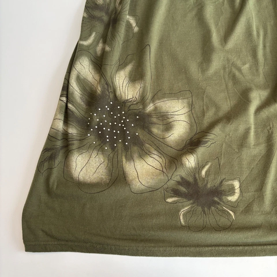 Vestido Y2K Verde Oliva Sin Tirantes Estampado Floral Informal Calzado Solero Foto 2 de 3