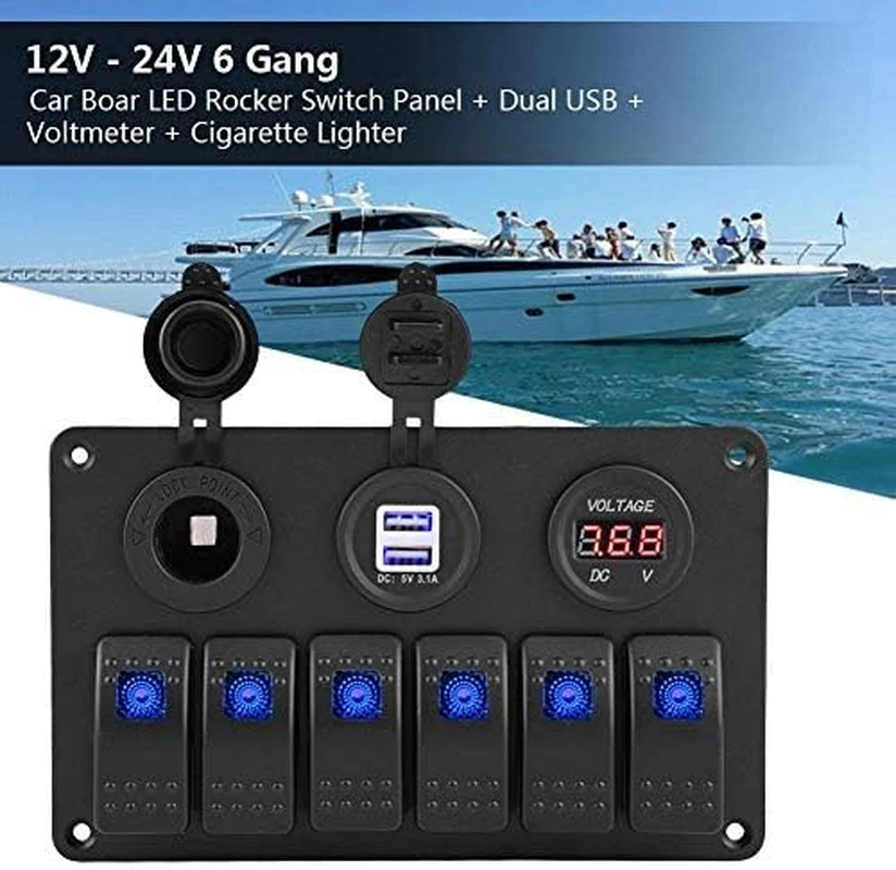 pannello 8 interruttori barca adatto per Pannello interruttori a bilanciere 6 Ga - Immagine 3 di 4