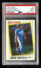 1987 Fleer League Leaders George Brett #5 Kansas City Royals PSA 9(OC) MINT
